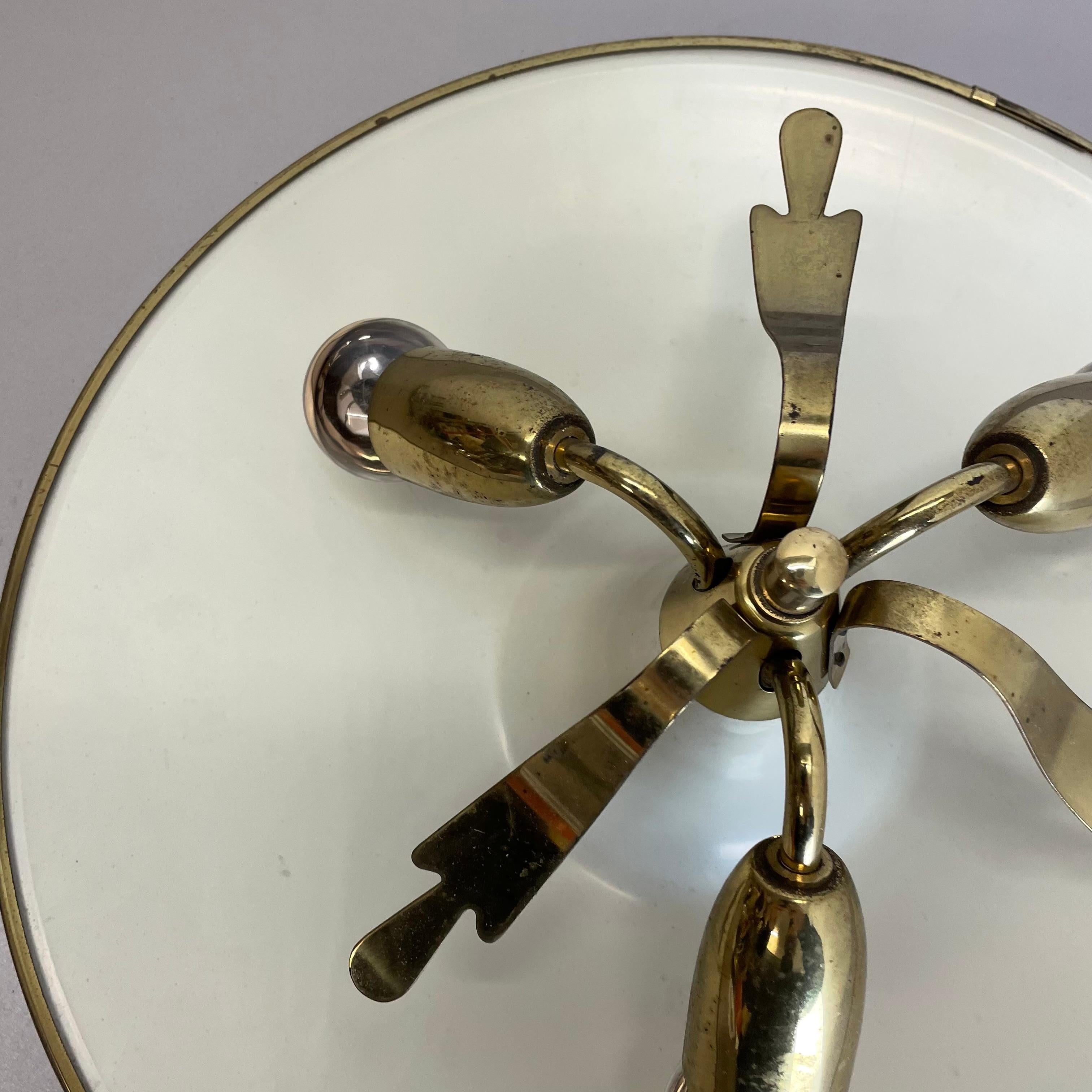 unique round Brass Gino Sarfatti Style Ceiling Light Flushmount, Italy 1950s For Sale 2