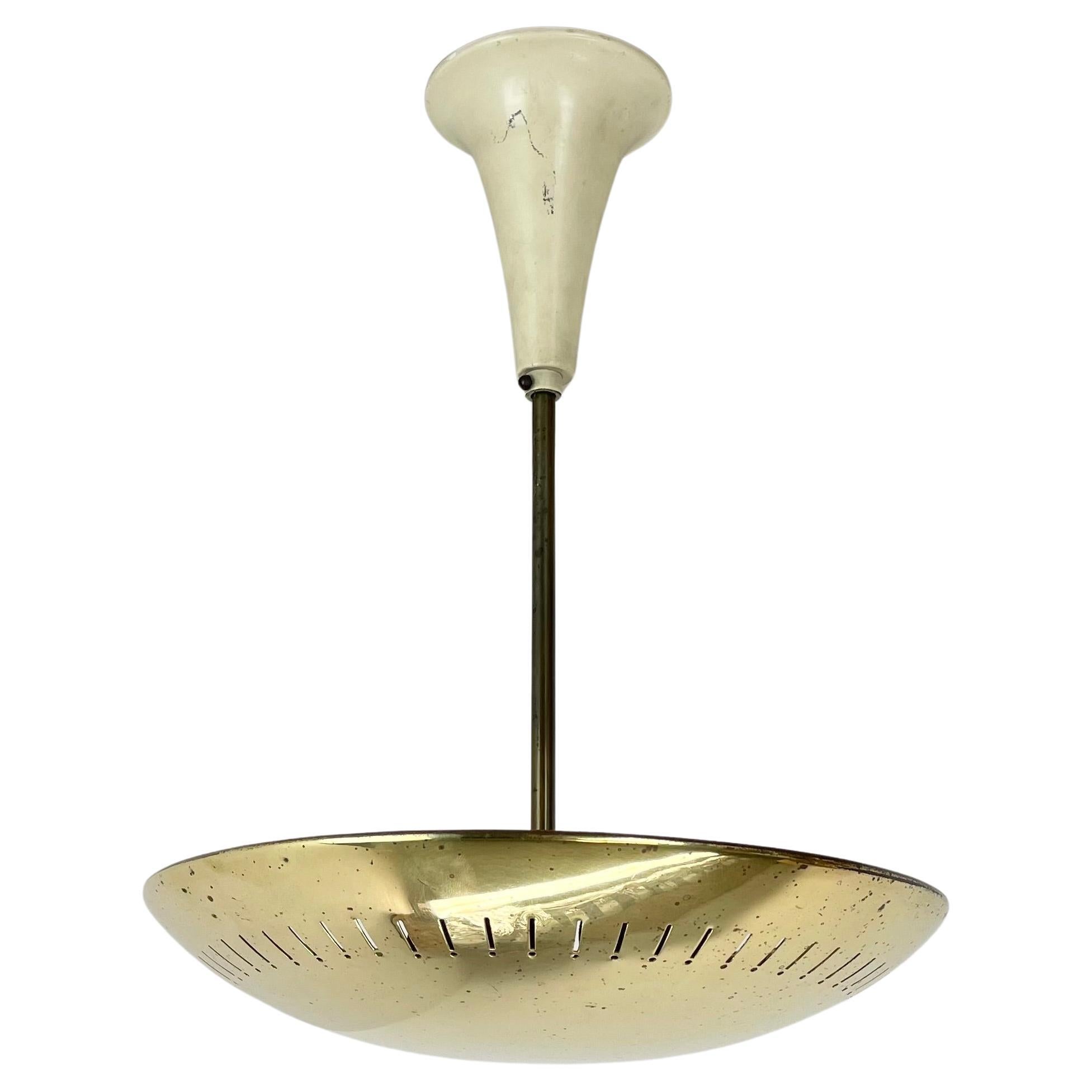 unique round  Brass Gino Sarfatti Style Ceiling Light Flushmount, Italy 1950s