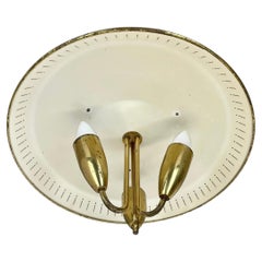 Esclusiva lampada da soffitto rotonda in ottone in stile Gino Sarfatti, Italia, anni '50