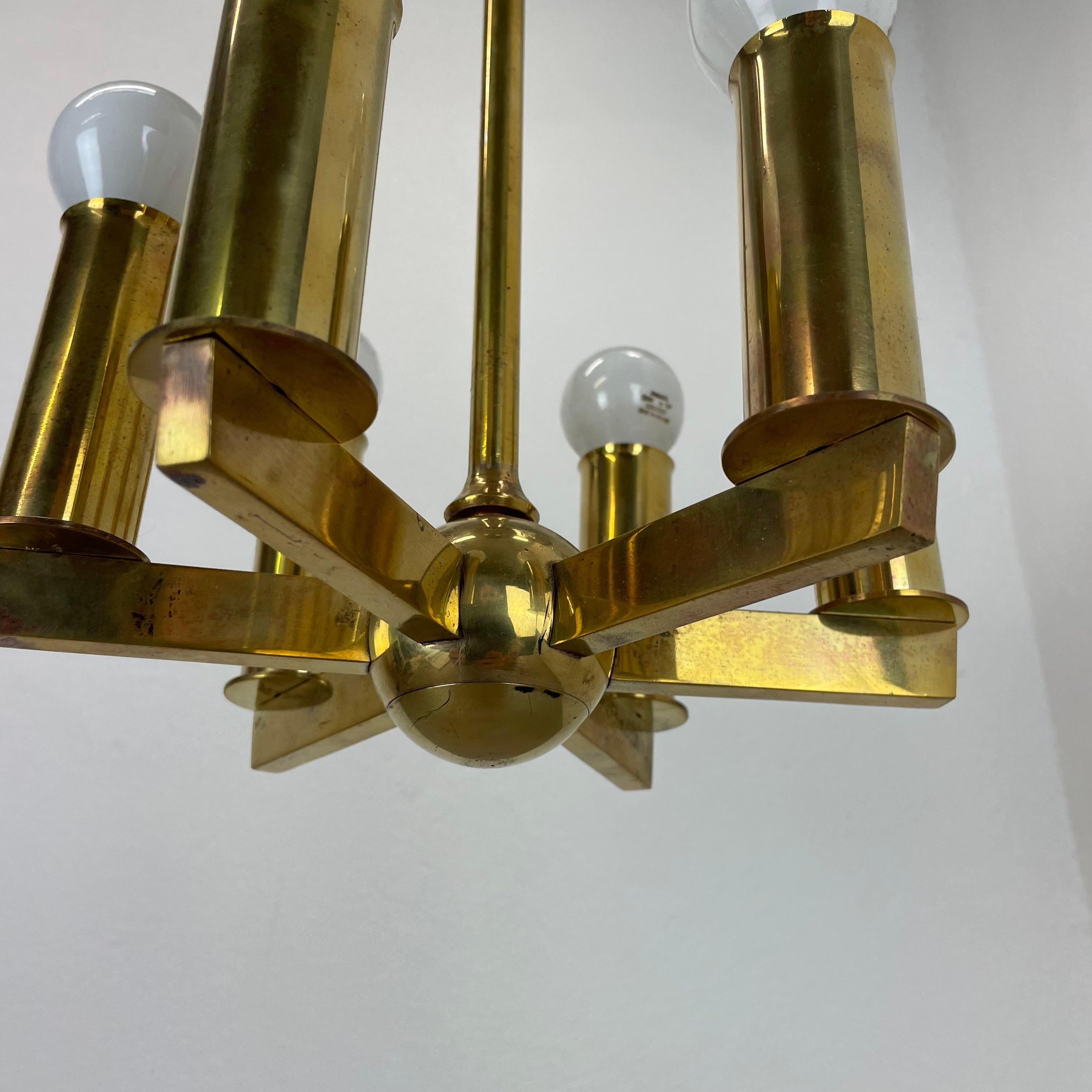 Candelabro redondo único de latón estilo Gino Sarfatti, Italia Años 50 en venta 3
