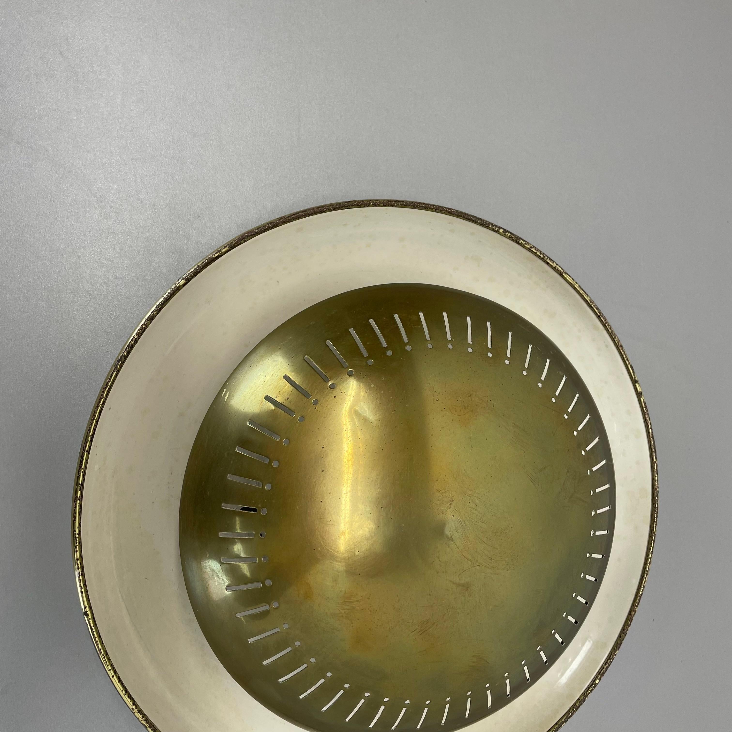 20th Century unique round  Brass Gino Sarfatti Style wall Ceiling Light, Italy 1950s For Sale