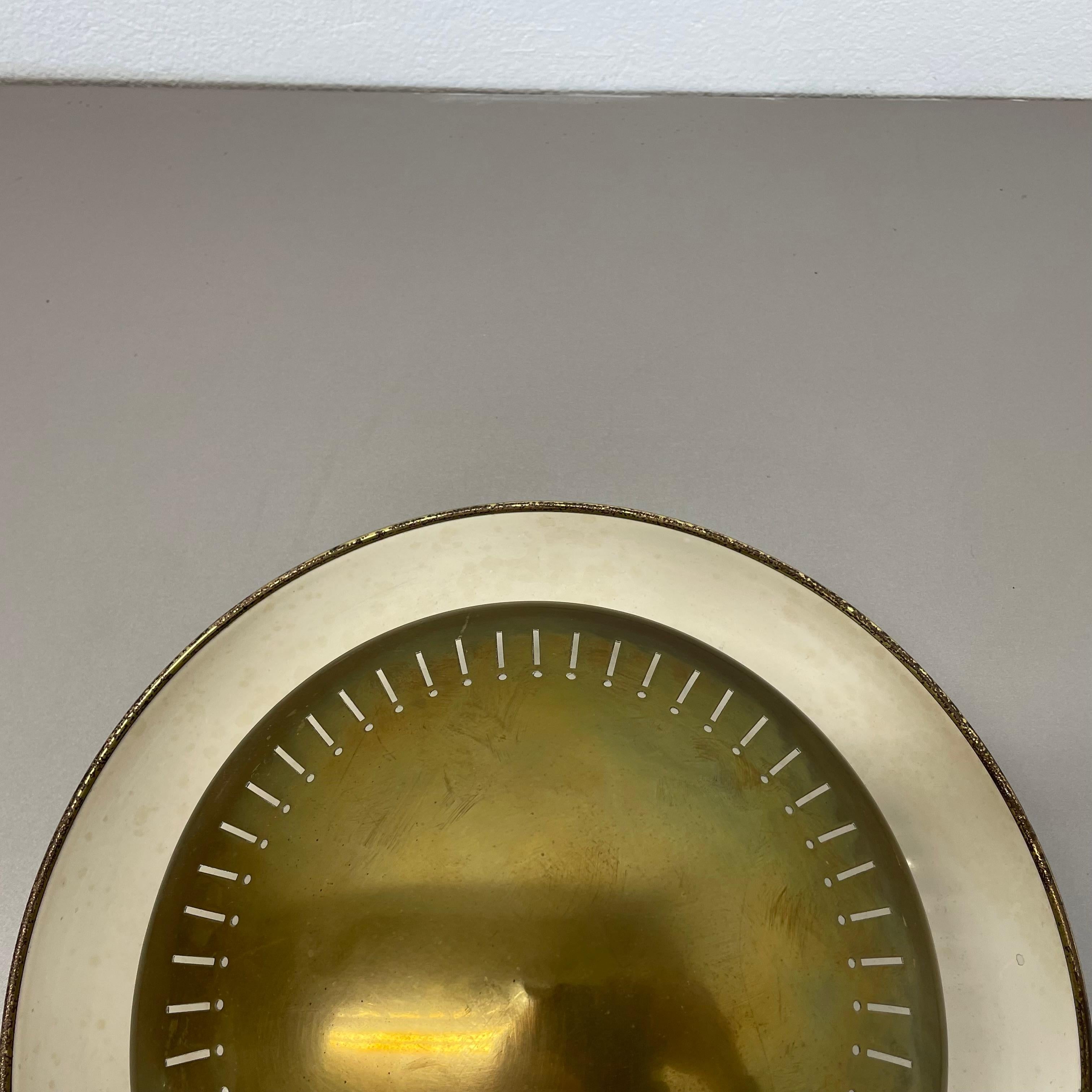 Metal unique round  Brass Gino Sarfatti Style wall Ceiling Light, Italy 1950s For Sale