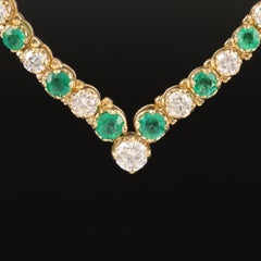 Unique Round Cut Emerald Diamonds Chevron Necklace