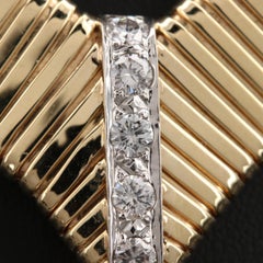 Unique Round Diamonds Chevron Gold Link Necklace, Minimalist 18K Yellow Gold