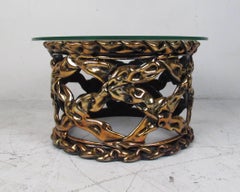 Unique Round Mid-Century Modern Glass Top Coffee Table