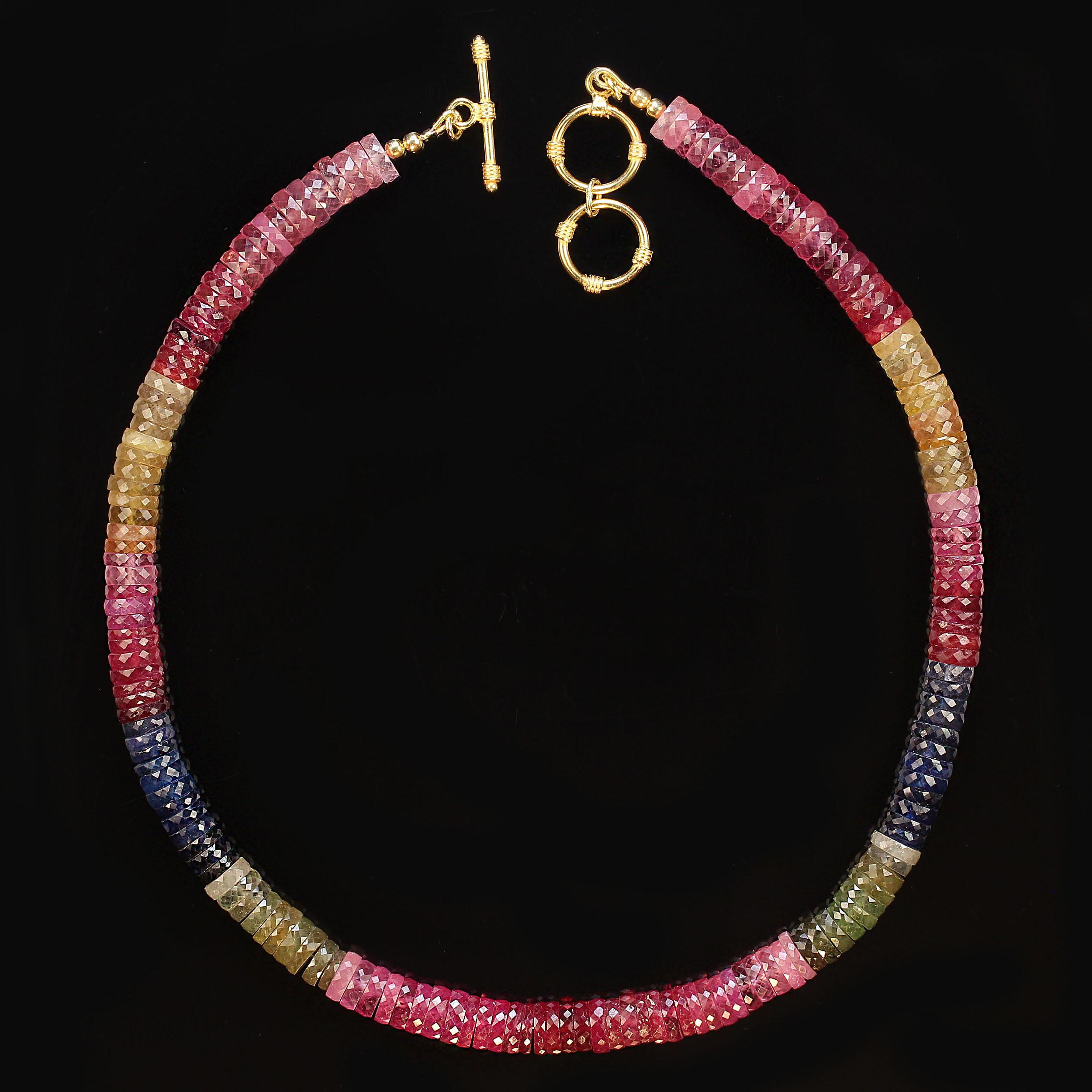 Collana unica con zaffiro rotondo multicolore da 18 pollici in vendita 3