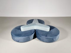 Unique Round Sofa in Blue and Green Made by Seltz Furniture, 1970s