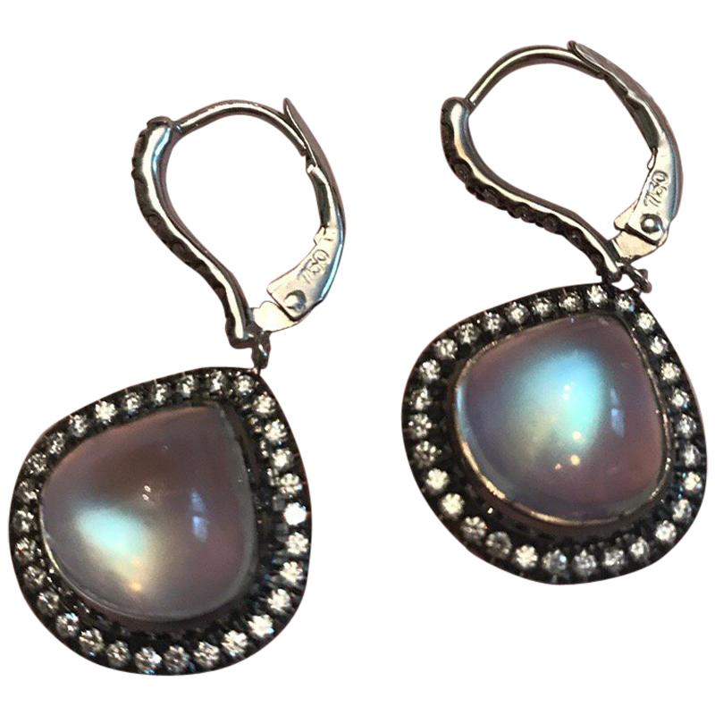 Unique Royal Blue Moonstone Earrings