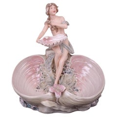Unique Royal Dux Art Nouveau Amphora Figural Iridescent Porcelain Spill Vase
