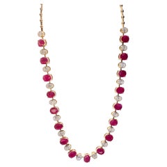 Unique Ruby Diamond 18K Gold Necklace for Her