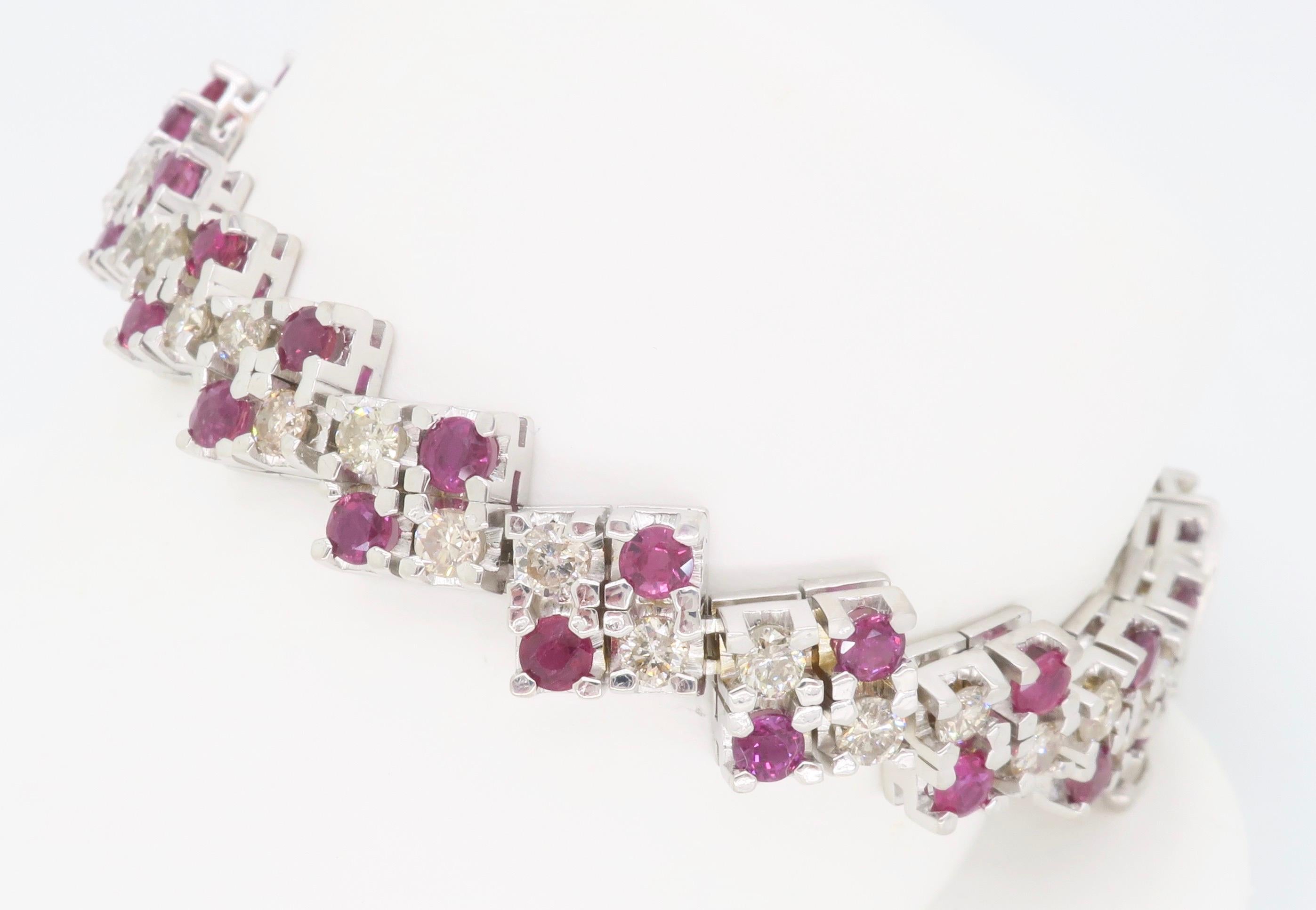 Unique Ruby and Diamond Bracelet In Excellent Condition In Webster, NY