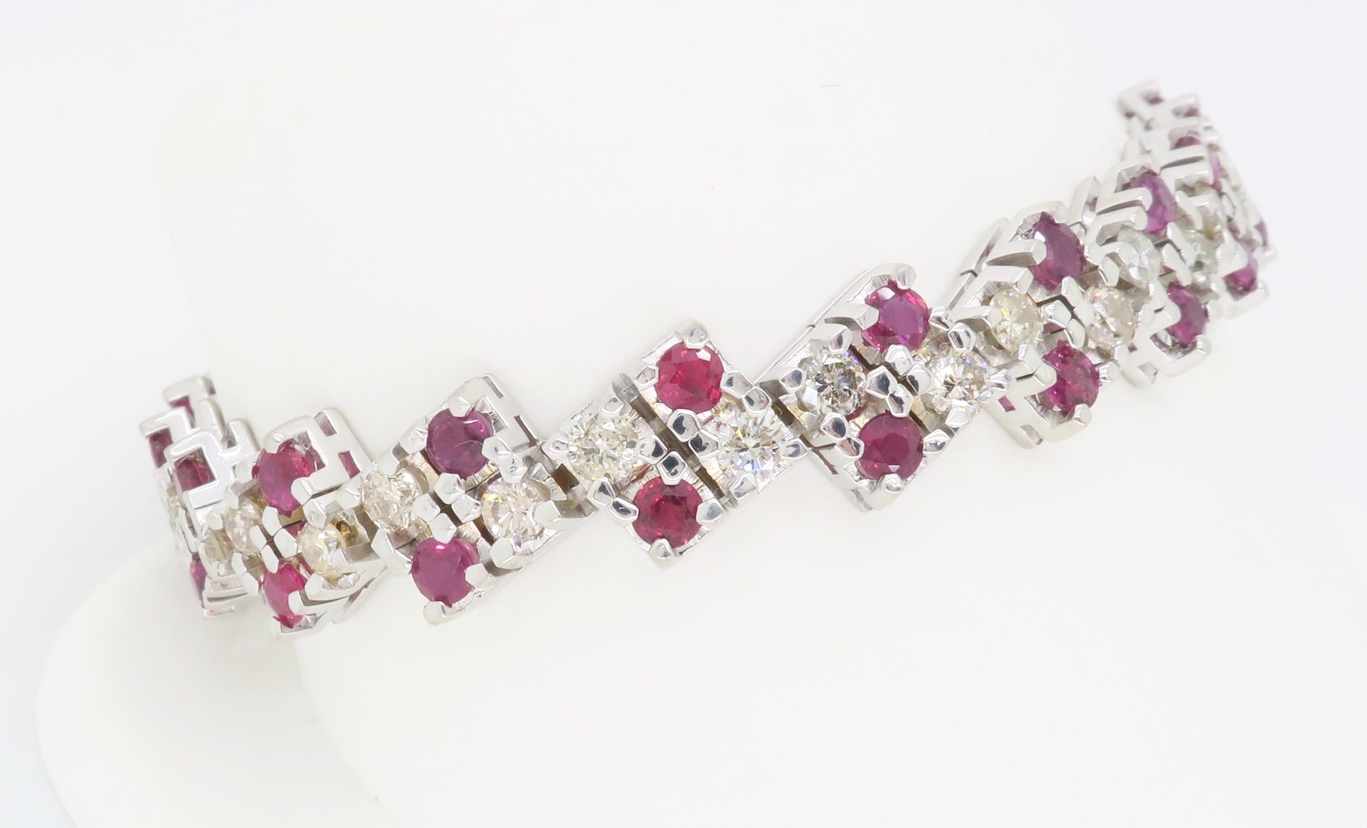 Women's or Men's Unique Ruby and Diamond Bracelet