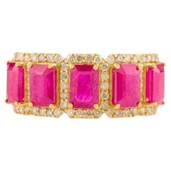 Bague de naissance de juillet unique en or jaune 14 carats avec halo de diamants