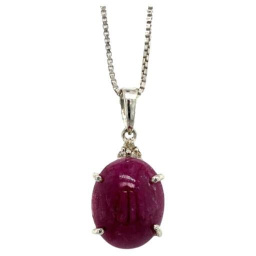 Unique Ruby Pendant Necklace for Wedding Crafted in .925 Sterling Silver For Sale