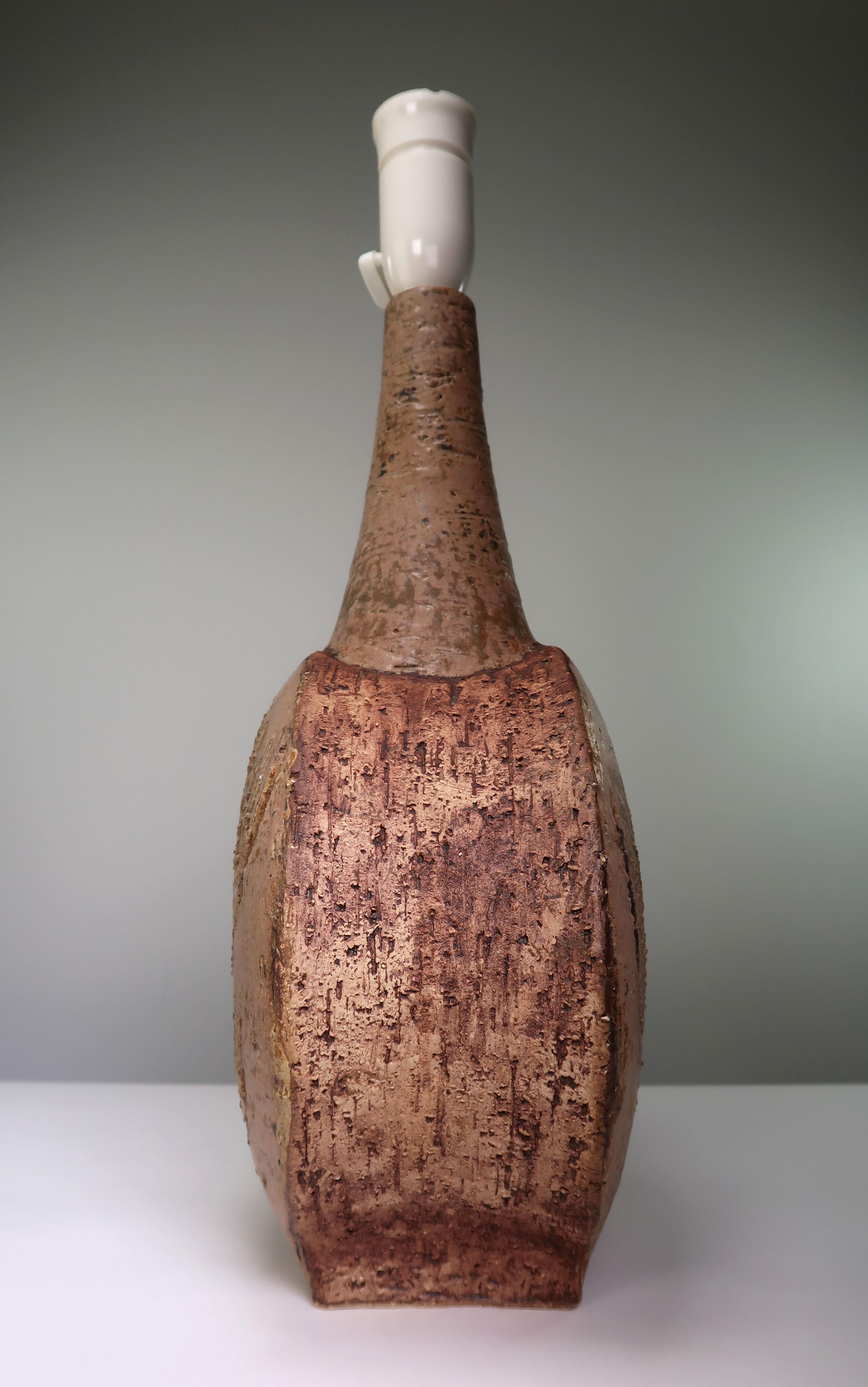 Mid-Century Modern Unique Handmade 1960s Rustic Danish Modern Ceramic Lamp For Sale