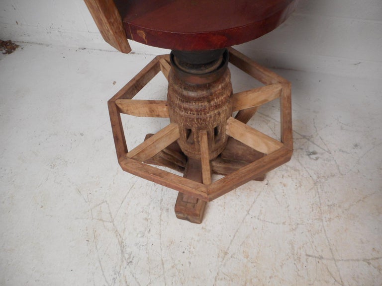 Unique Rustic Midcentury Live Edge Swivel Bar Stools For Sale at ...