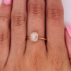 Unique Rustic Pink Sapphire Bezel Solitaire Ring 1.53 Carats in 18k Rose Gold Lv