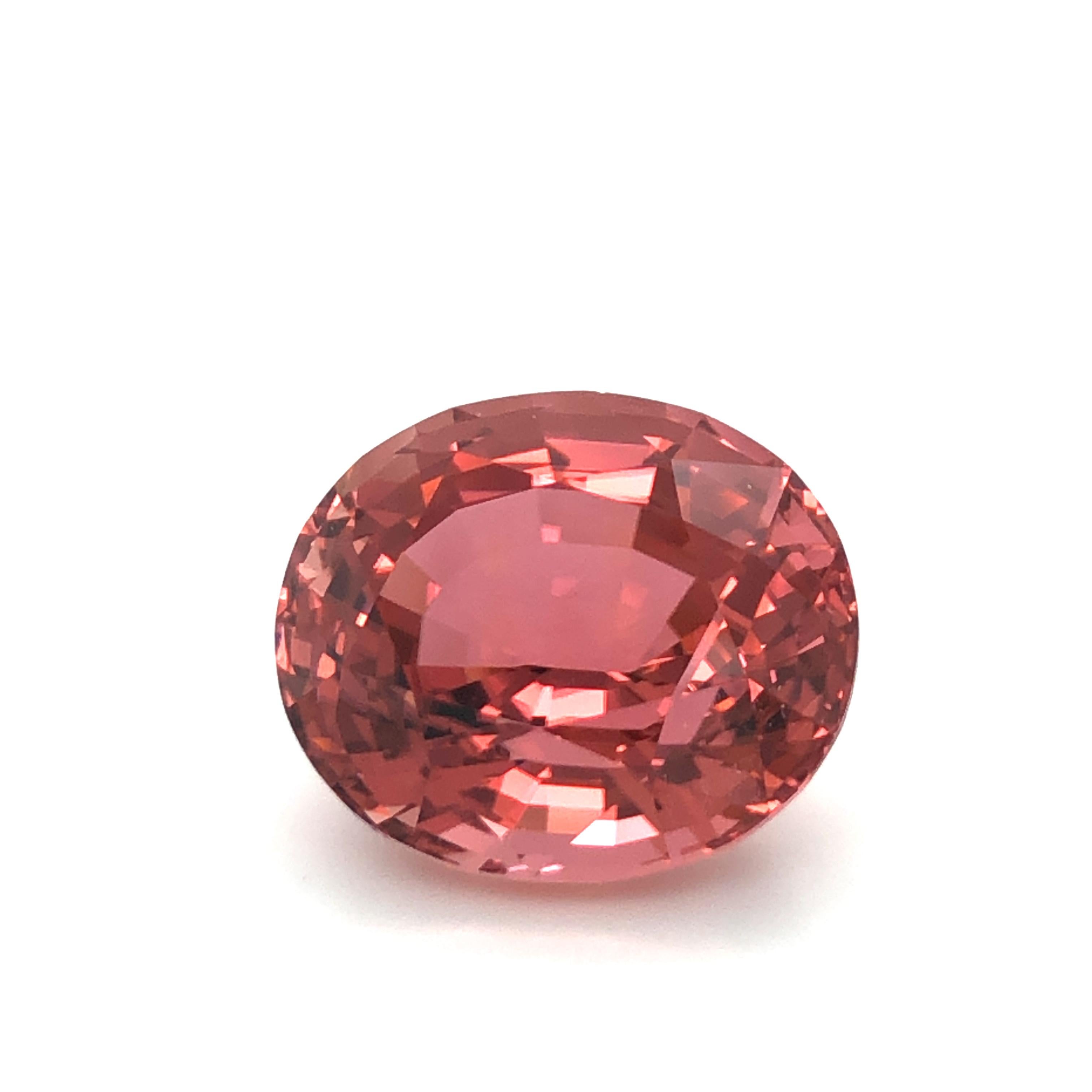 Modern Unique Salmon Coloured Tourmaline of Mighty 22.65 Carats For Sale