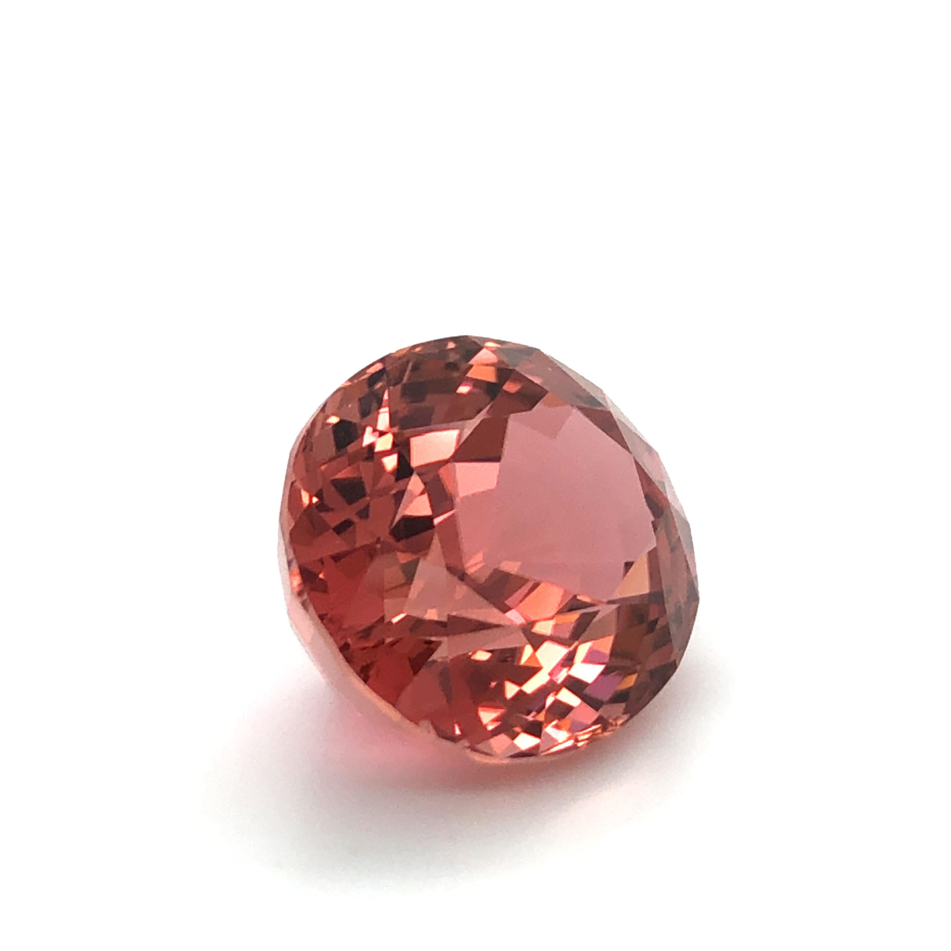 Unique Salmon Coloured Tourmaline of Mighty 22.65 Carats In Excellent Condition For Sale In Lucerne, CH