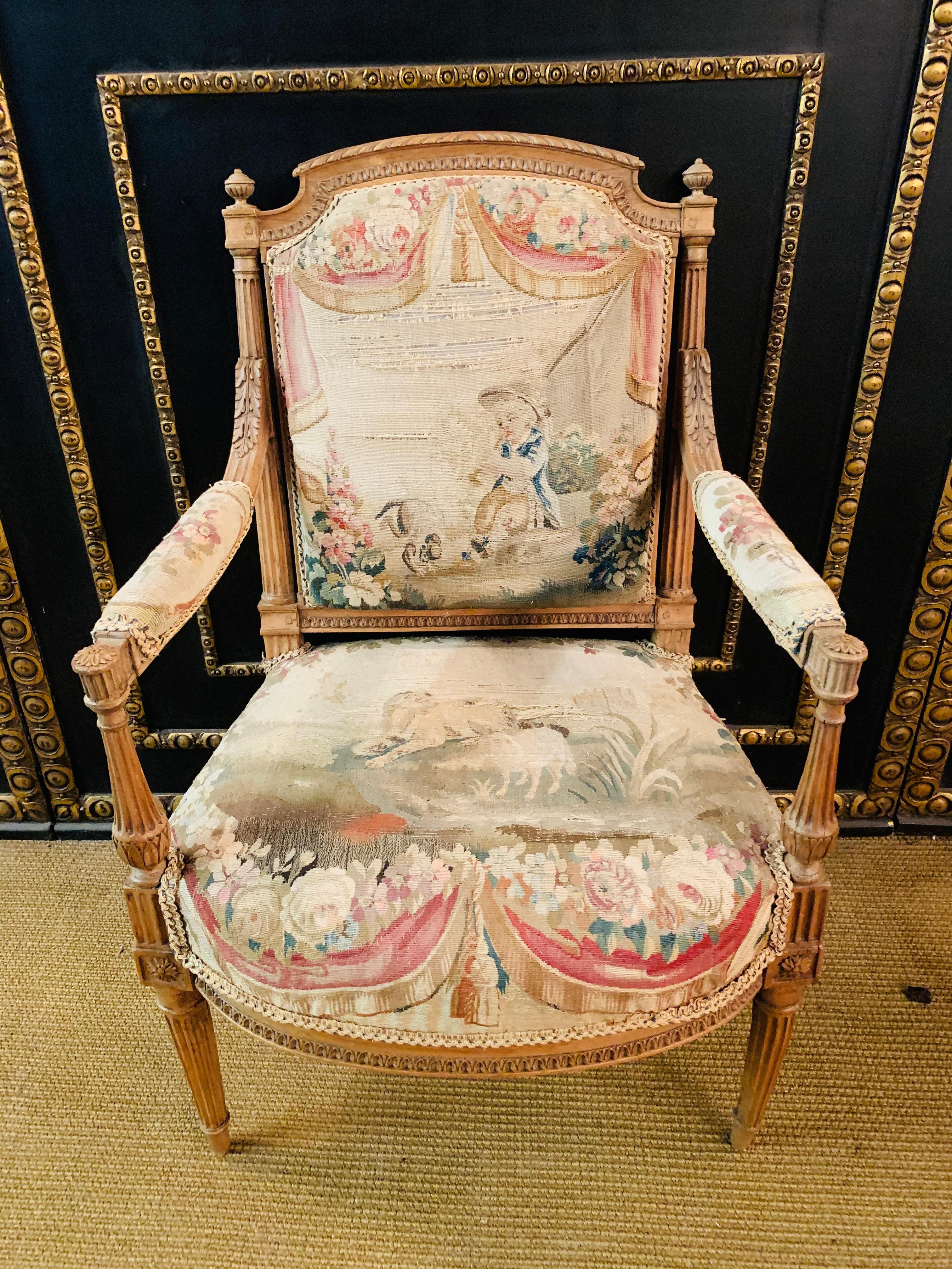 Unique Salon Chairs, France 19th Century, Solid Beech with Oak Tapestry/Gobelin 8