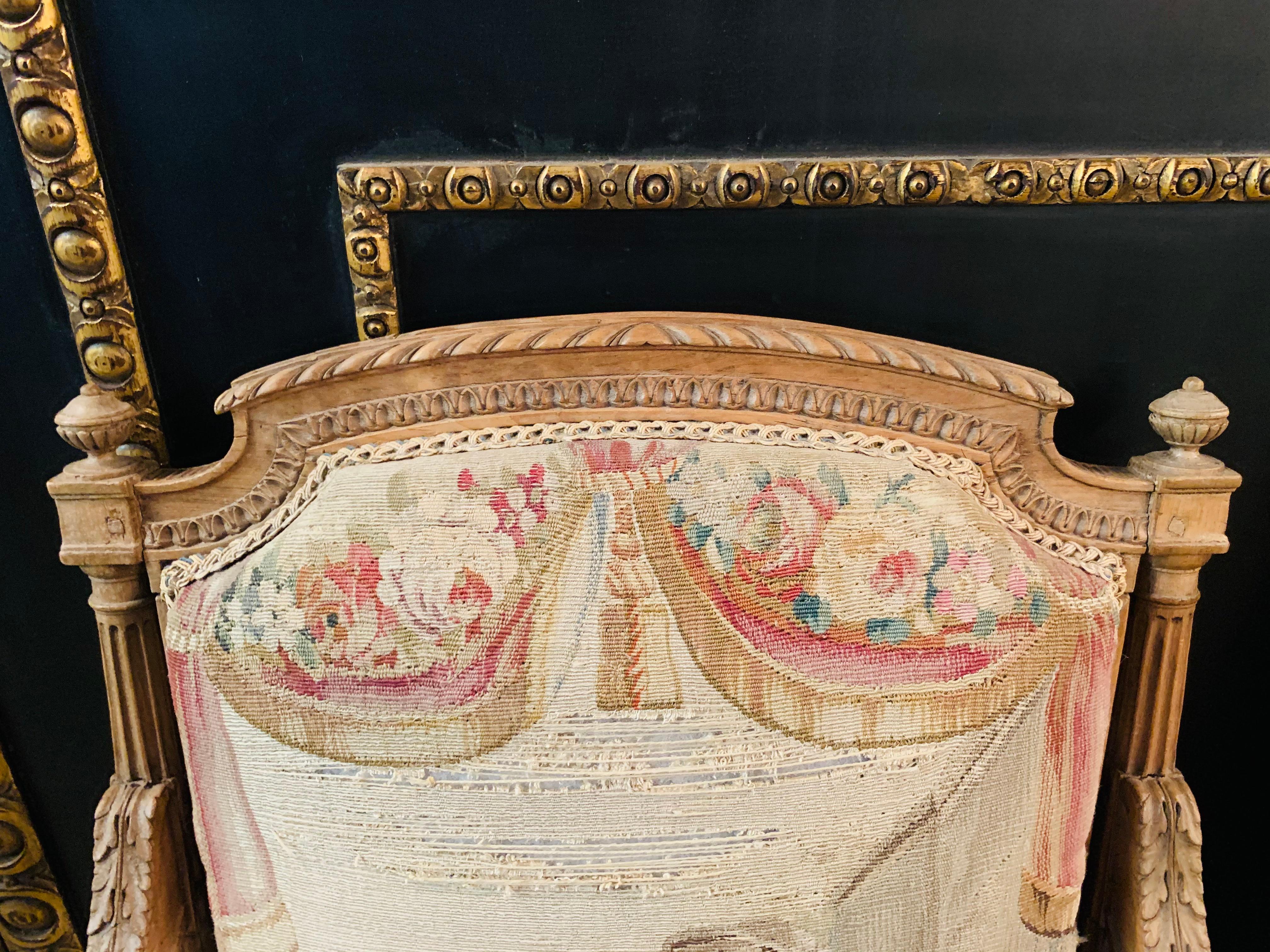 Einzigartige Salonstühle, Frankreich, 19. Jahrhundert, Massivholz Buche mit Eichenholz-Wandteppich/Gobelin 9