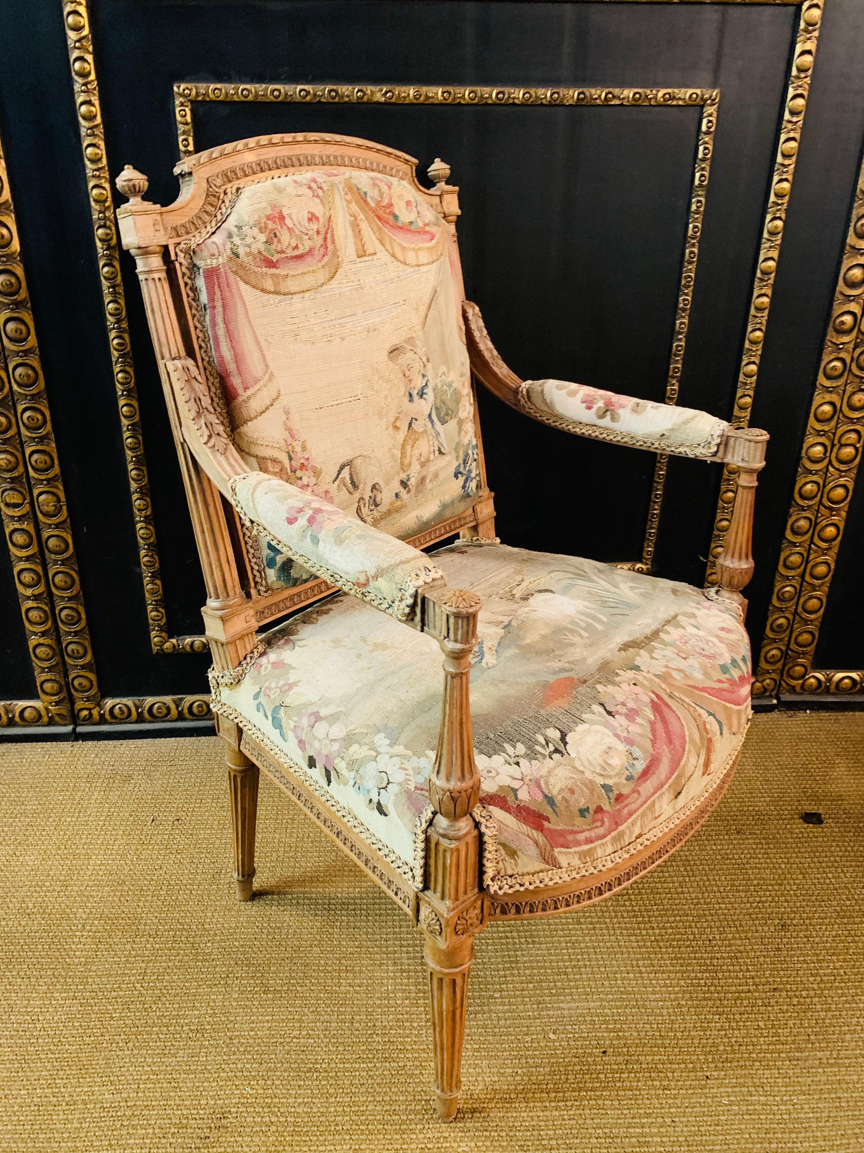 Unique Salon Chairs, France 19th Century, Solid Beech with Oak Tapestry/Gobelin 10