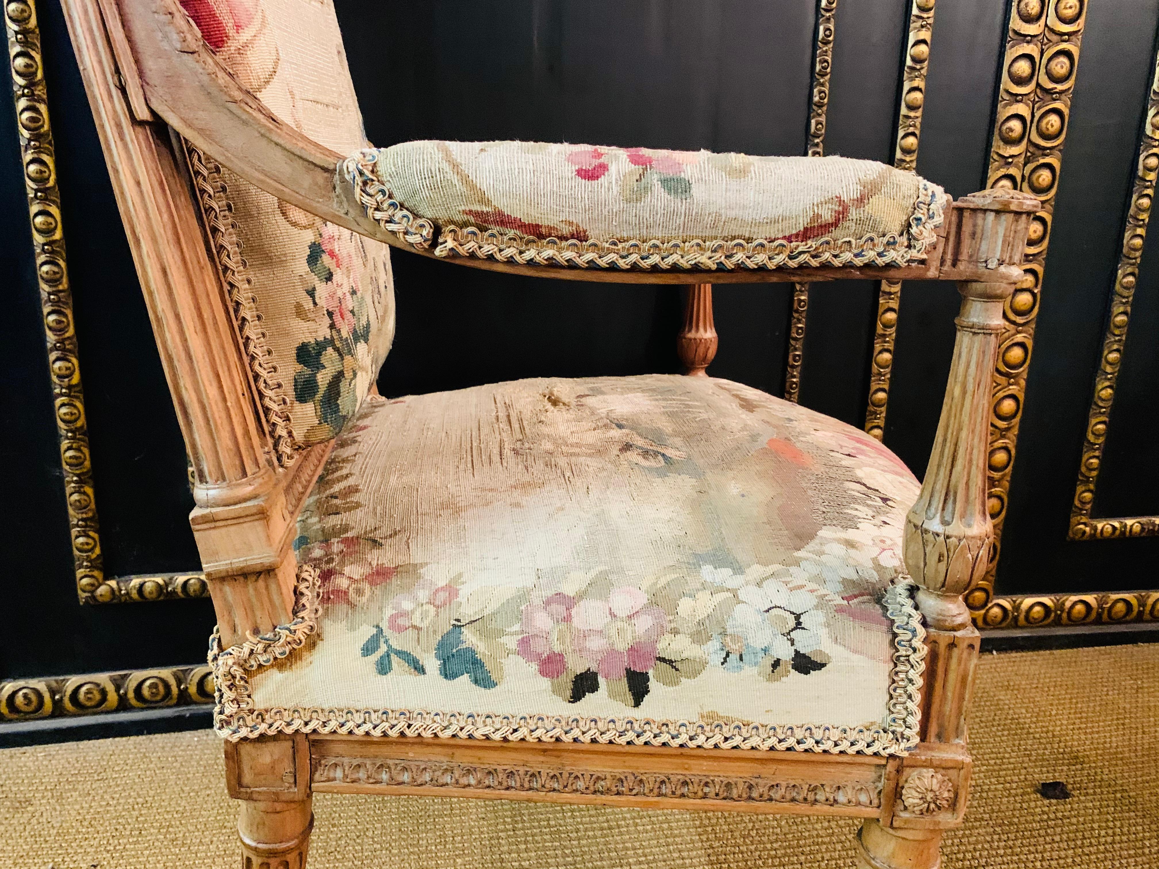 Unique Salon Chairs, France 19th Century, Solid Beech with Oak Tapestry/Gobelin 12