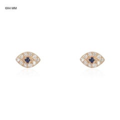 Unique Sapphire 14K (or 18k upon request) Yellow Gold Diamond Stud Earrings