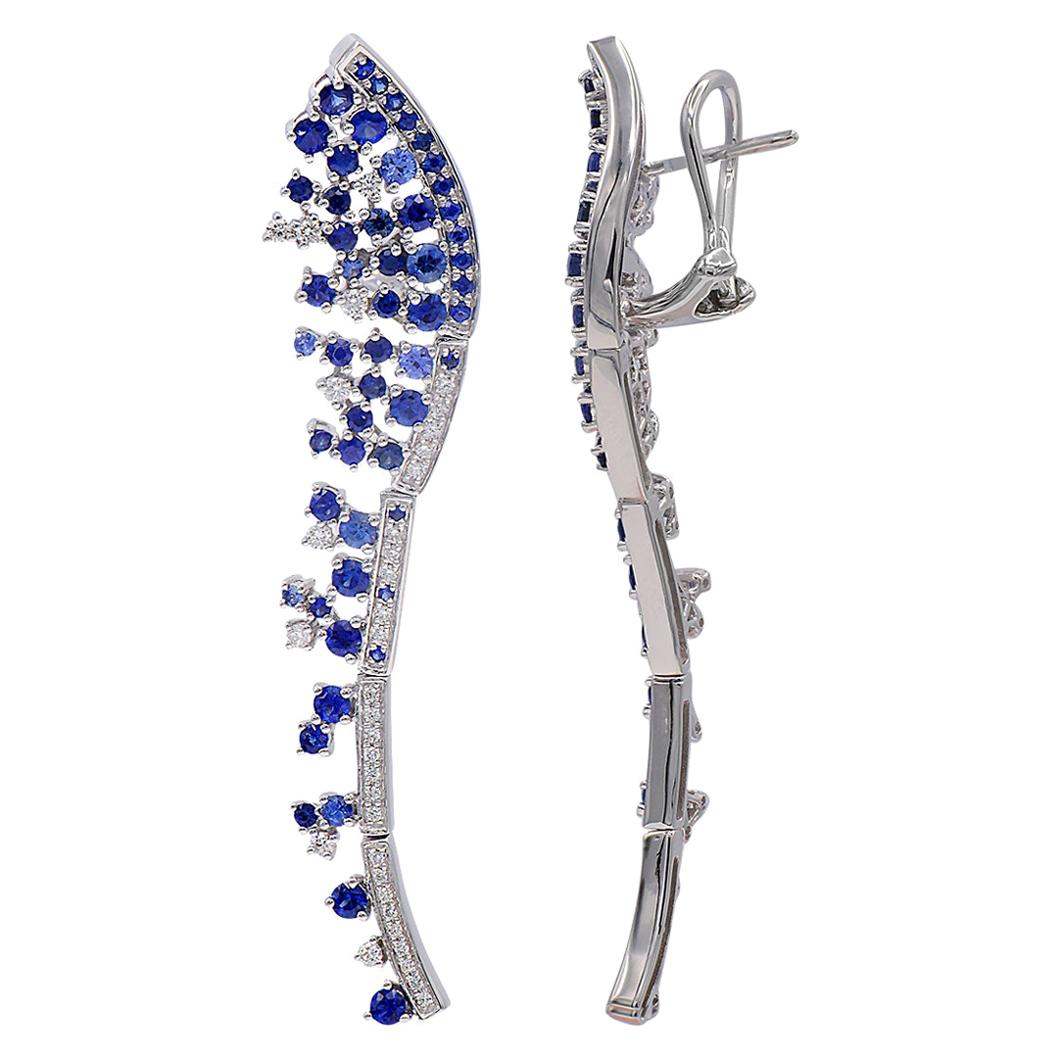 Boucles d'oreilles uniques en saphir et diamants