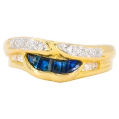 Unique Sapphire & Diamond Fashion Band in 18K Yellow Gold