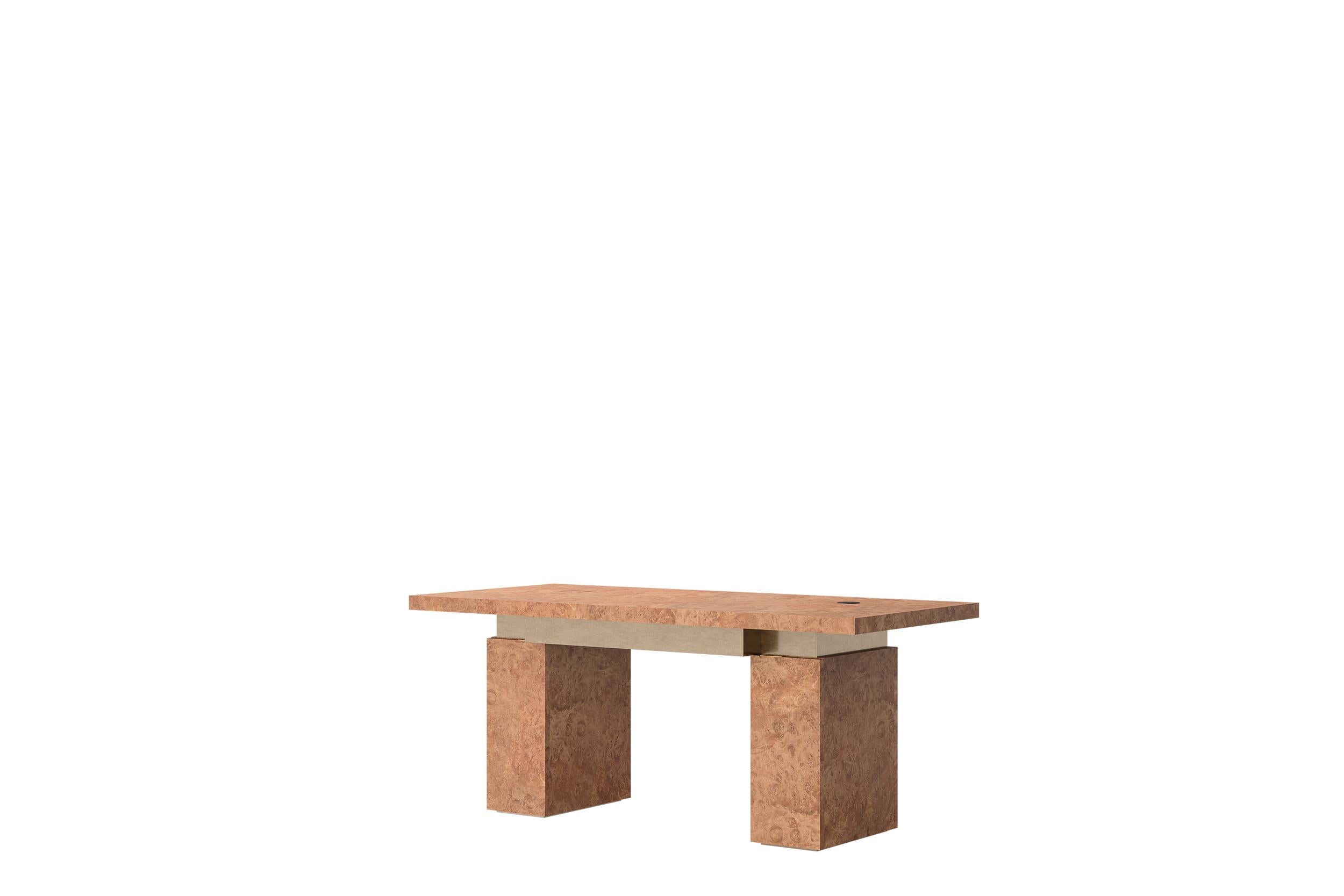 Postmoderno Scrivania in Wood Wood con dettagli in metallo e bronzo di Ultramobili in vendita