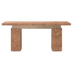 Textured Natural Wood Desk with Metal Bronze Details by Ultramobili
