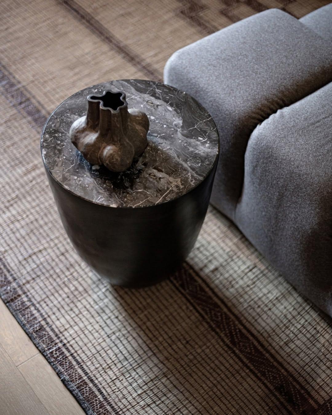 Other Unique SAT Side Table in Handsculpted Synthetic Resin and Stone by Megarisiotis For Sale