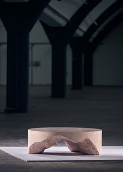 Unique Scagliola Round Coffee Table, SHY Design Studio. Scagliola, marble, pink.