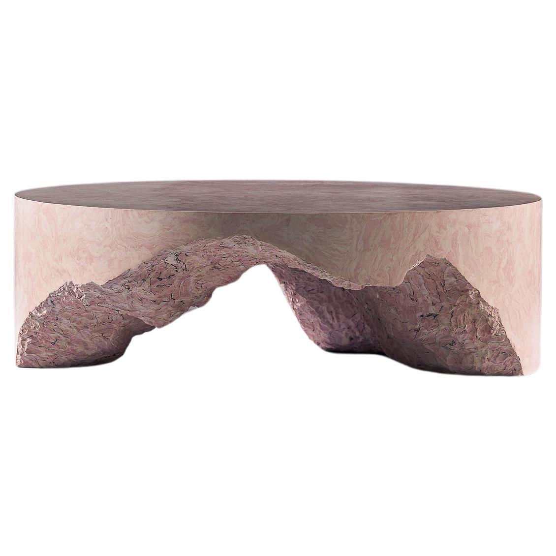 Unique Scagliola Round Coffee Table, SHY Design Studio. Scagliola, marble, pink.