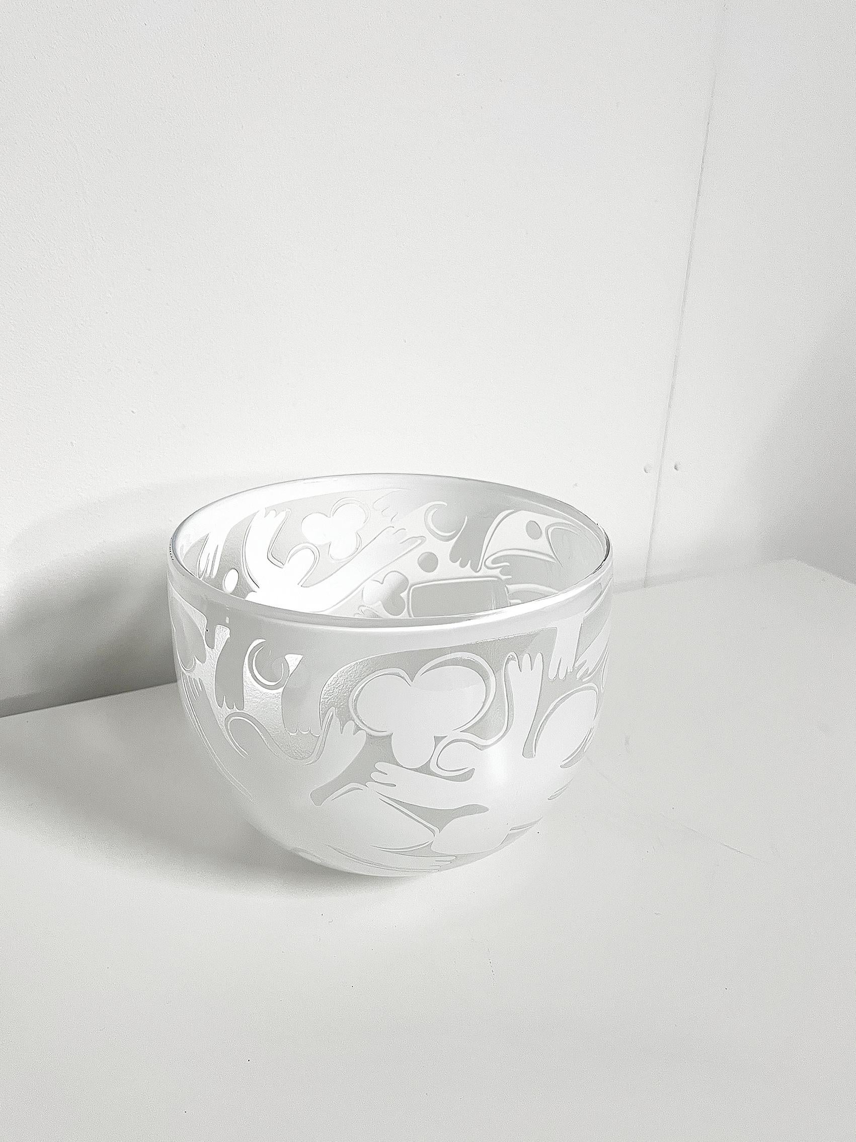 Swedish Unique Scandinavian Modern Bowl in Glas by Bertil Vallien for Boda Åfors For Sale