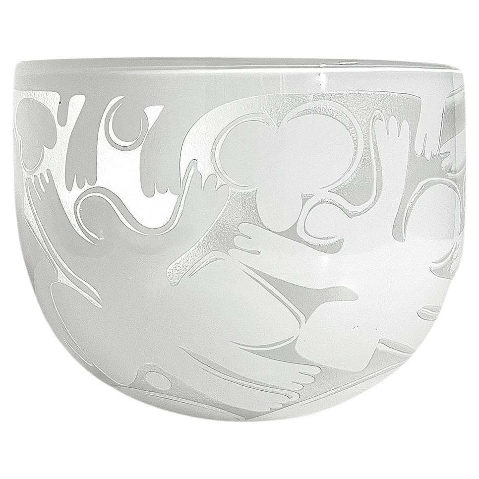 Unique Scandinavian Modern Bowl in Glas by Bertil Vallien for Boda Åfors For Sale