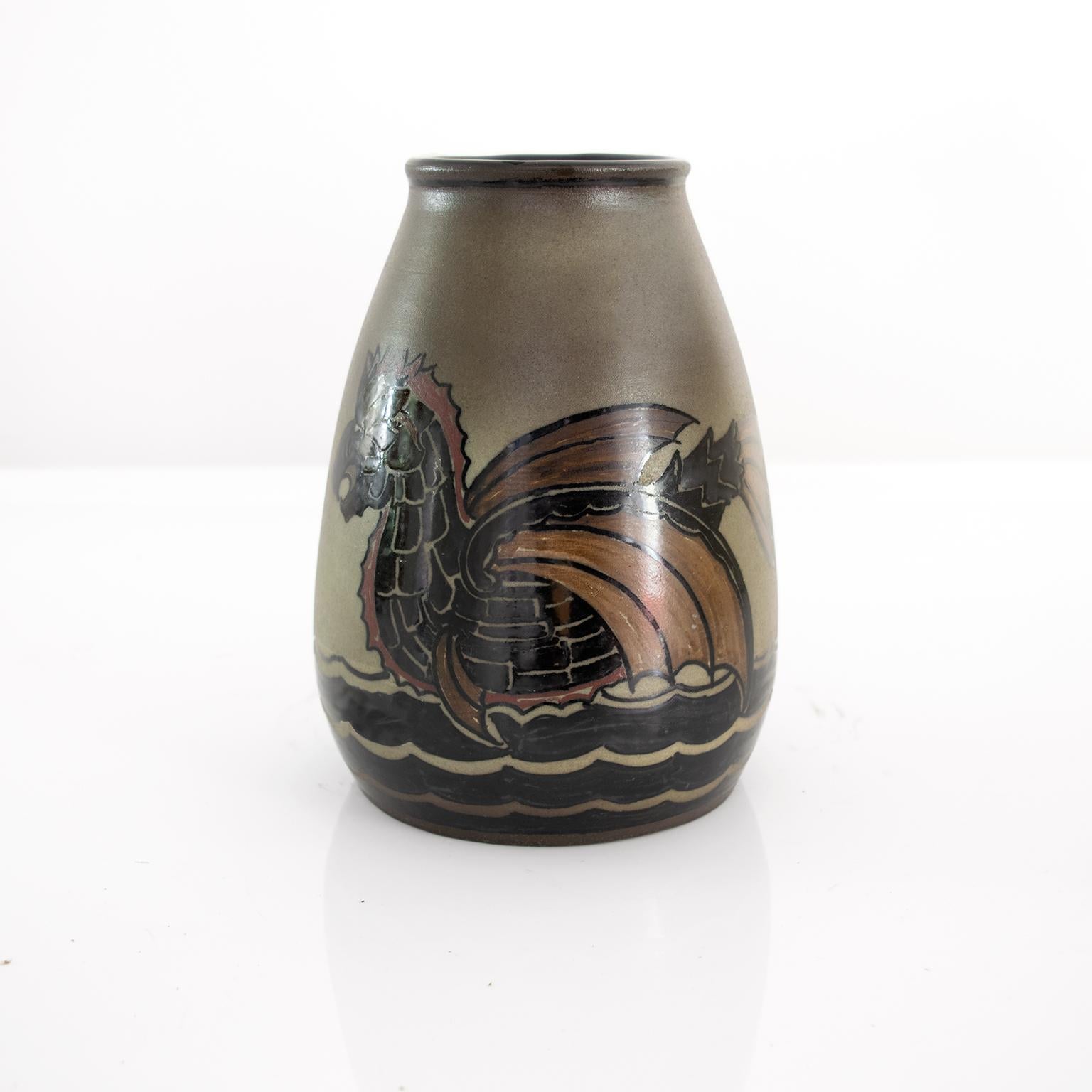 Unique Scandinavian Modern Ceramic Vase by Josef Ekberg for Gustavsberg In Good Condition For Sale In New York, NY