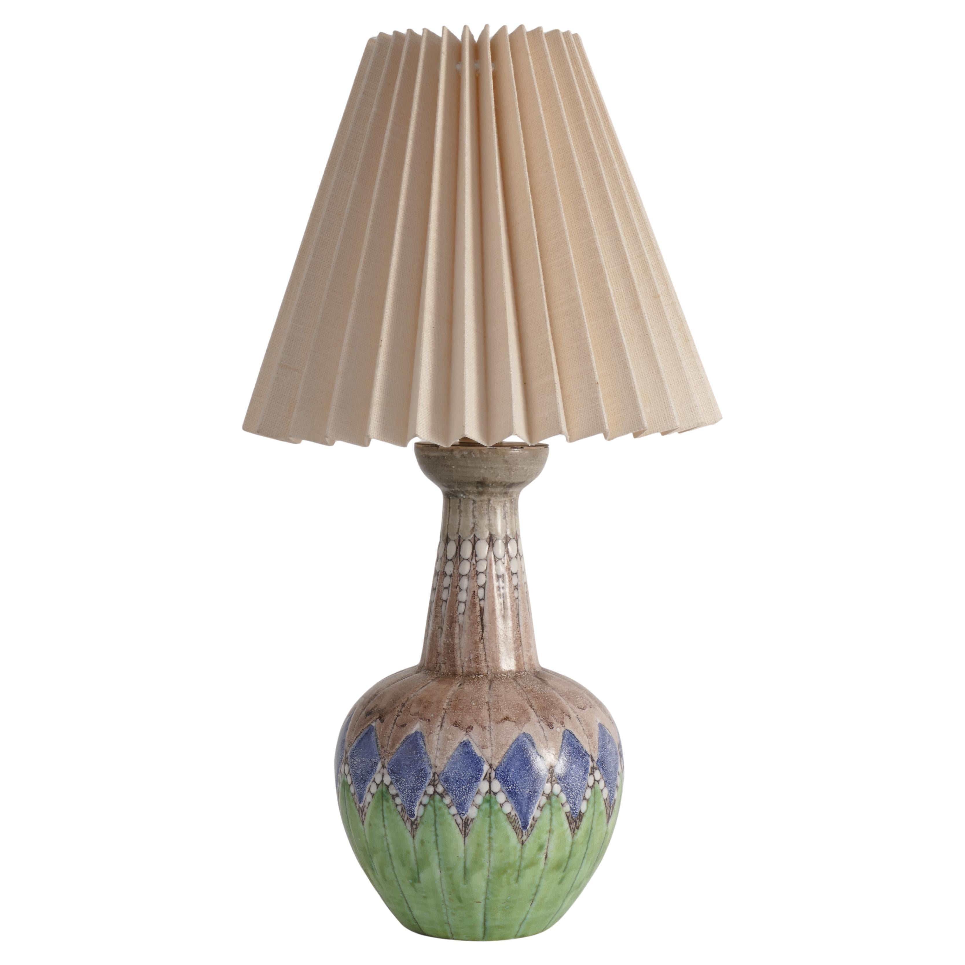 Einzigartige skandinavische moderne Tischlampe aus Steingut von Tilgmans, Schweden 1955