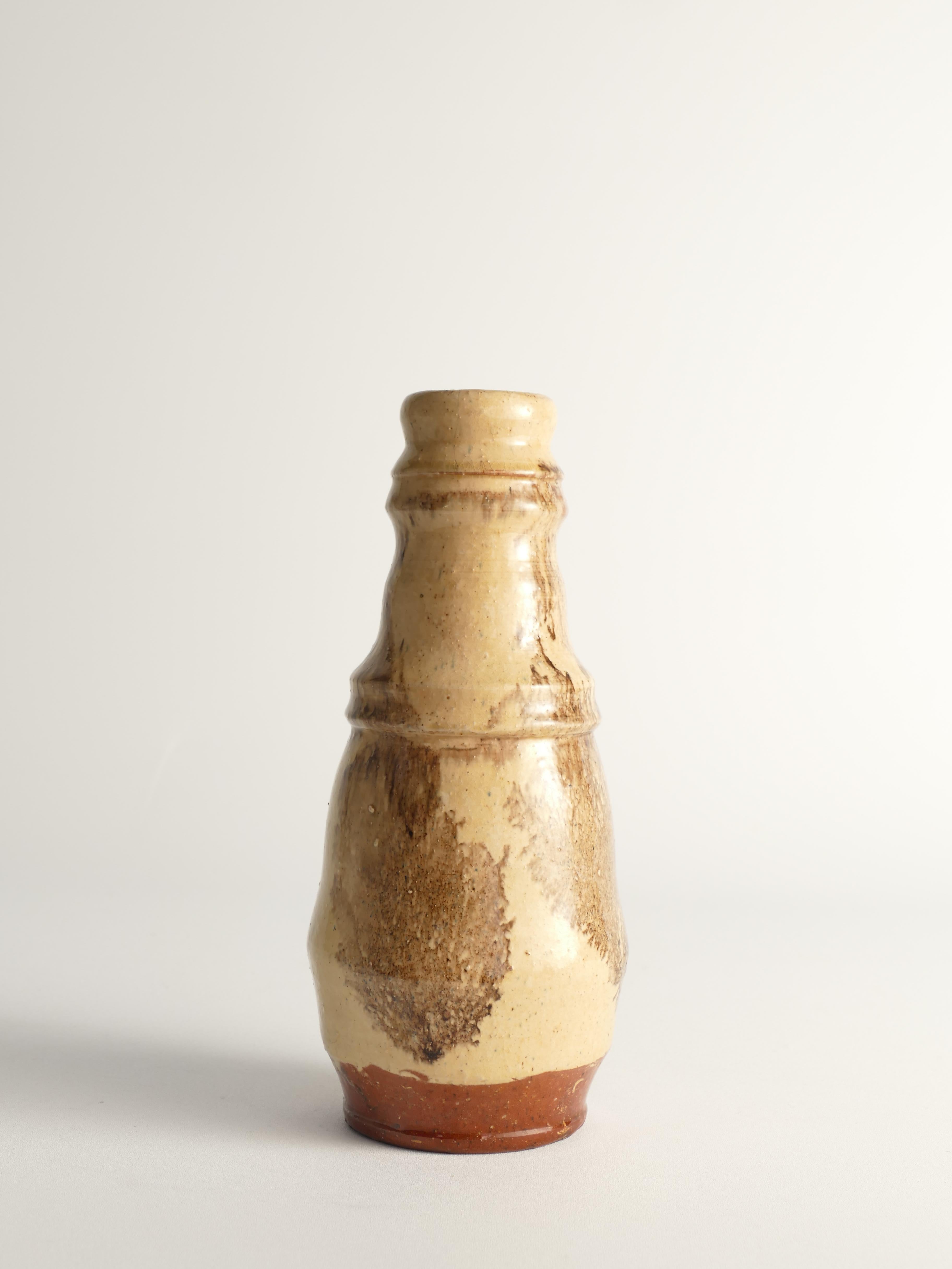Jarrón único escandinavo moderno en forma de calabaza beige, Suecia Años 60 Glaseado en venta