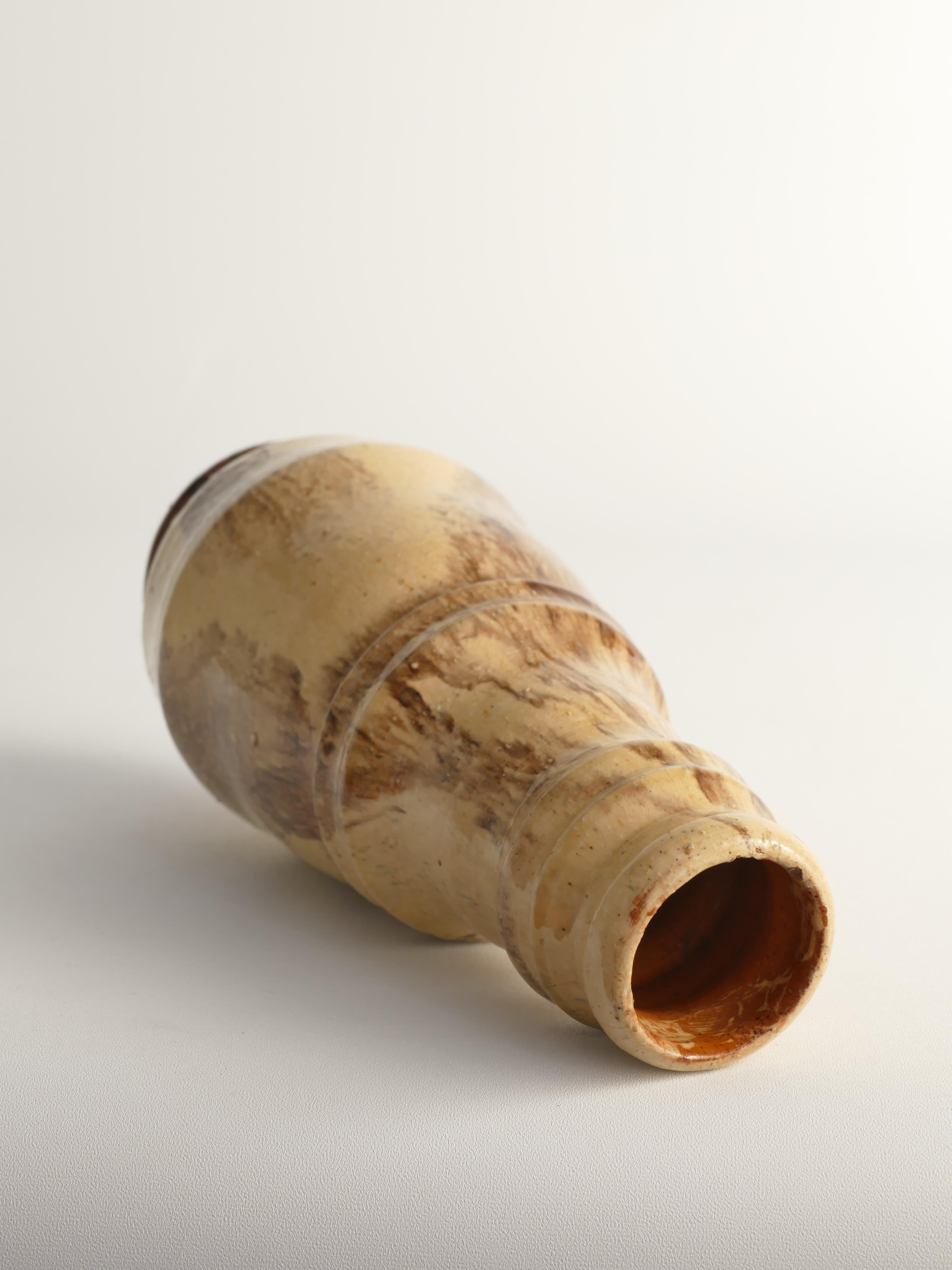 Jarrón único escandinavo moderno en forma de calabaza beige, Suecia Años 60 Loza de barro en venta