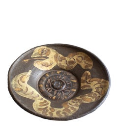 Unique Scandinavian Modern Studio Bowl with Snake Motives, Artist Hertha Hillfon