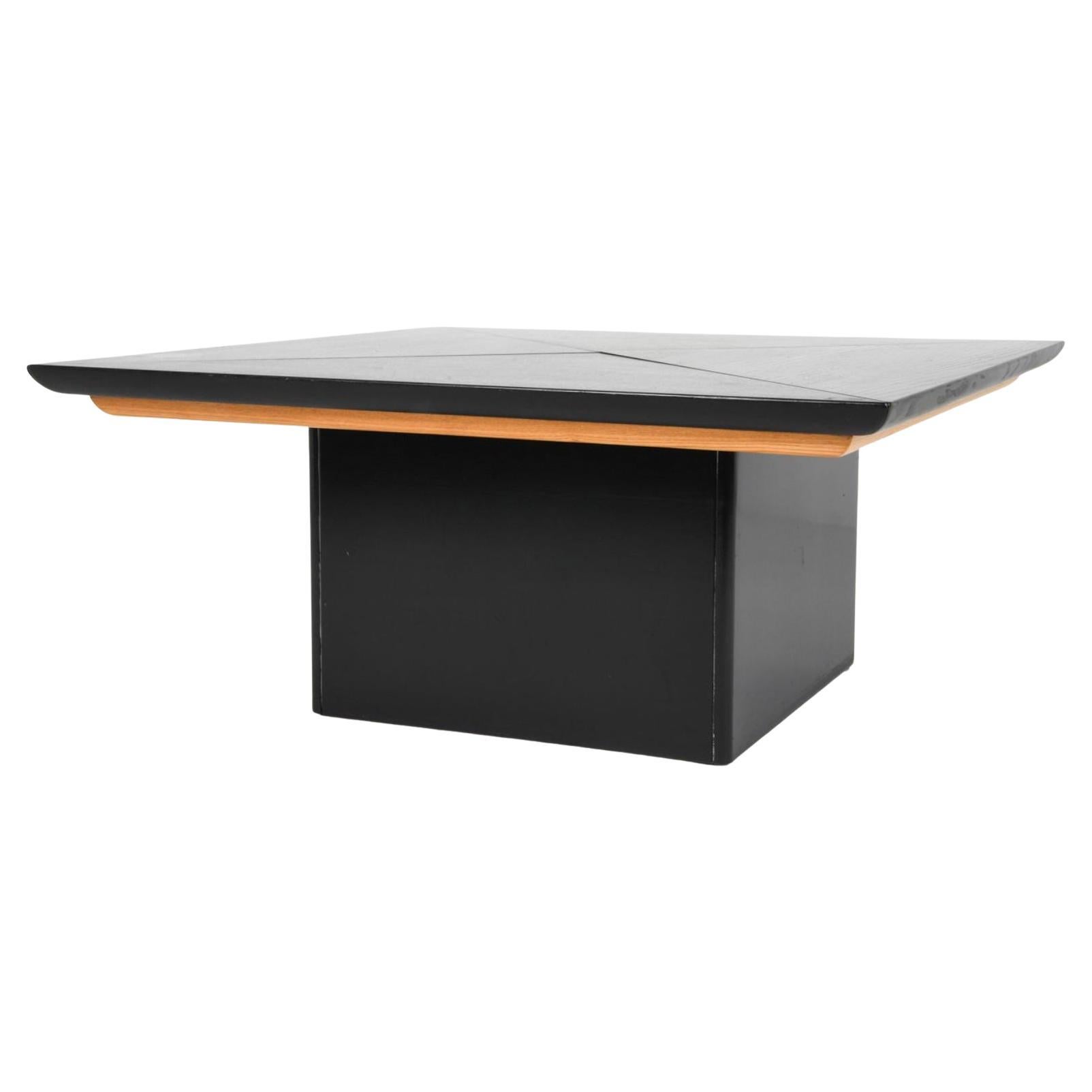 Scandinavian Modern Unique Scandinavian wood Black coffee table with Triangle extensions For Sale