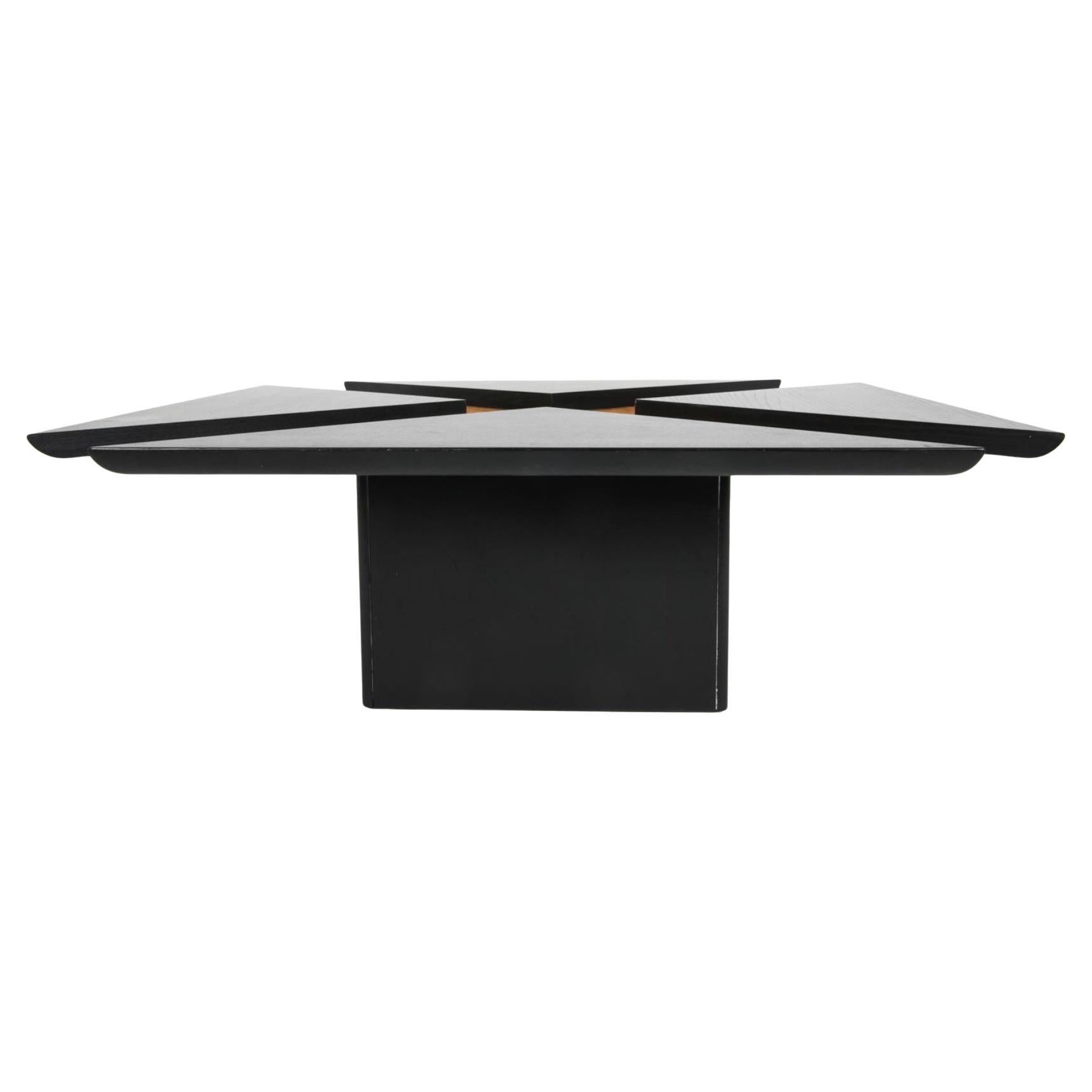 Swedish Unique Scandinavian wood Black coffee table with Triangle extensions For Sale
