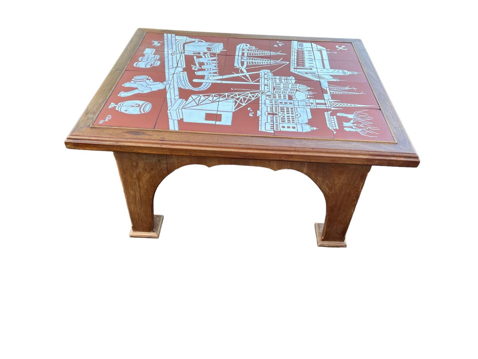 Mid-20th Century Unique Scandinavian Tile Top Cocktail Table By Ebbe, 1941 For Sale