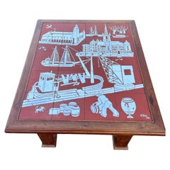 Unique Scandinavian Tile Top Cocktail Table By Ebbe, 1941