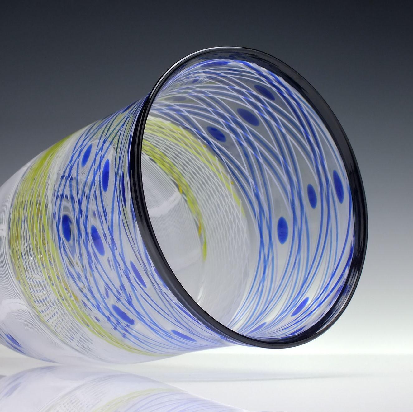 Contemporary Unique Scottish Mike Hunter Vetro a Reticello Studio Glass Vase For Sale