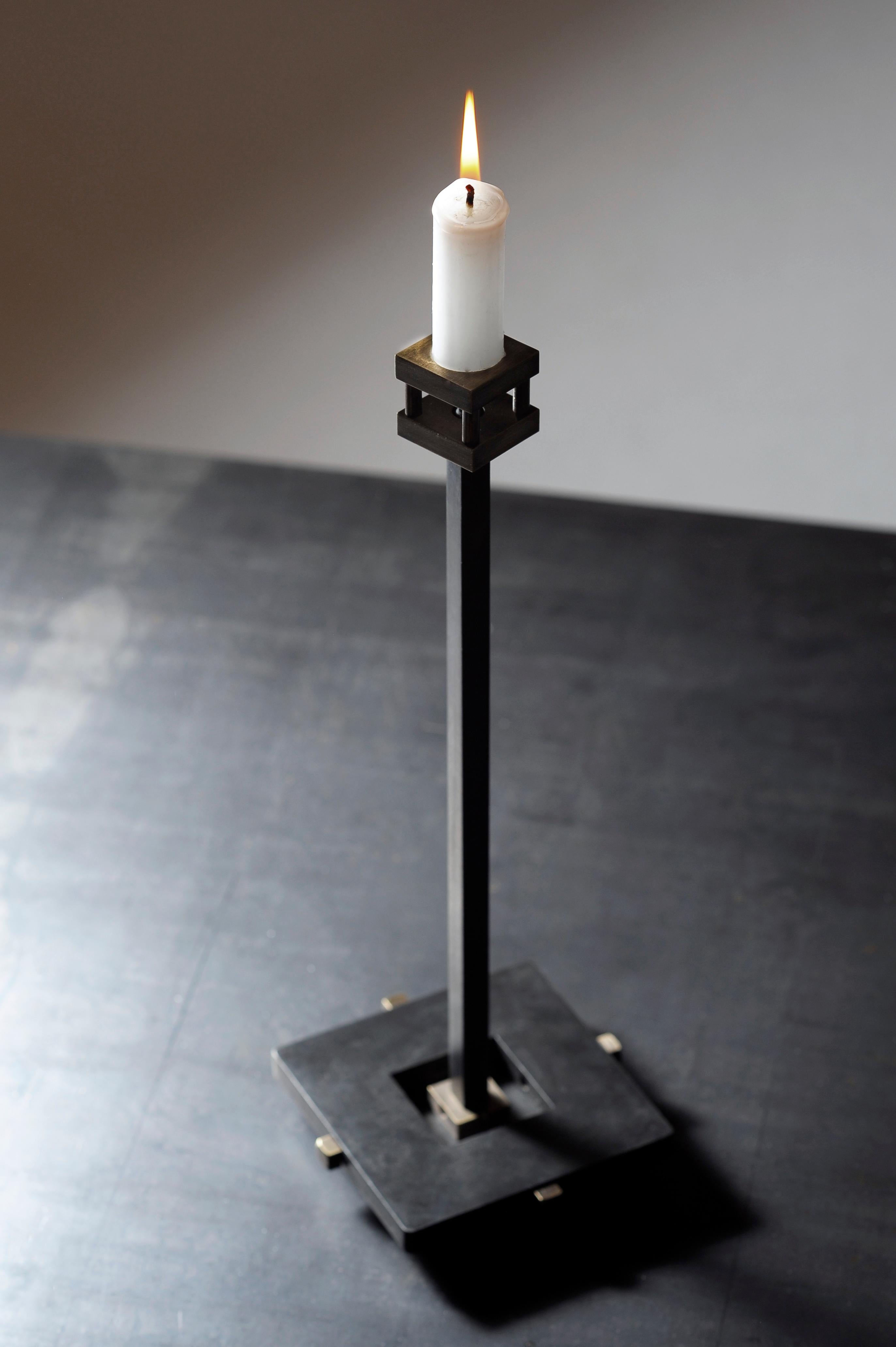 Modern Unique Sculpted Steel Candleholder “Caged”, Signed by Lukasz Friedrich
