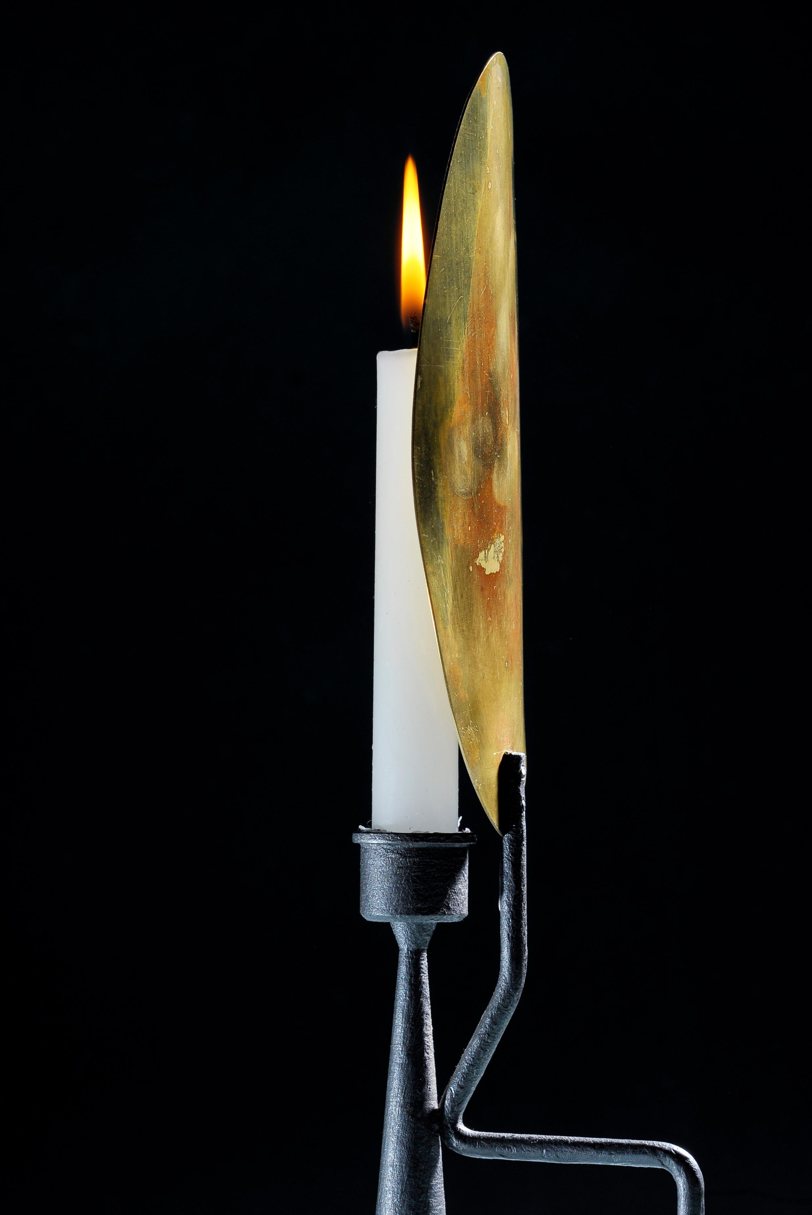 Modern Unique Sculpted Steel Candleholder “Feather”, Signed by Lukasz Friedrich