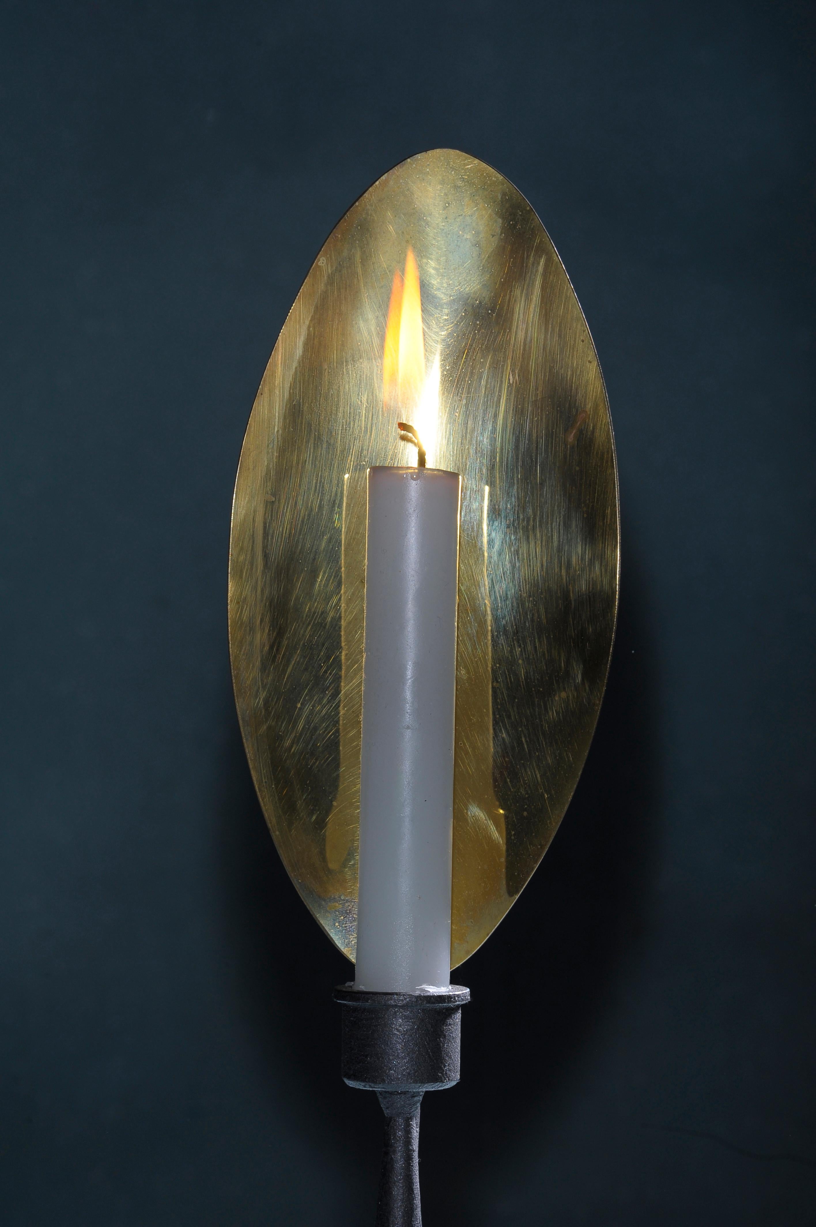 European Unique Sculpted Steel Candleholder “Feather”, Signed by Lukasz Friedrich